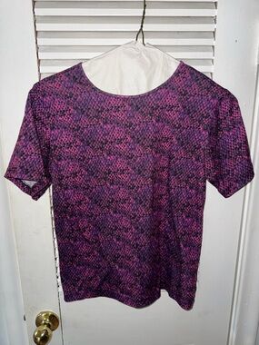 Whitney Eve Purple & Black Short Sleeve Patterned Tee